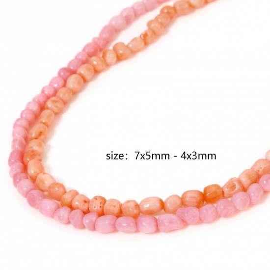 Picture of Coral ( Natural Dyed ) Beads For DIY Charm Jewelry Making Irregular About 7x5mm - 4x3mm, Hole: Approx 0.5mm