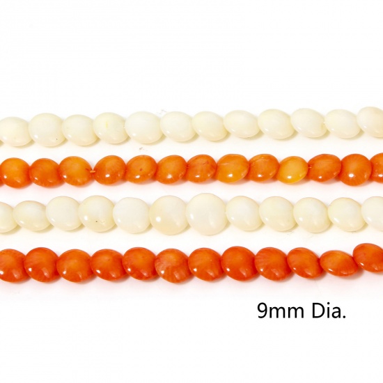 Immagine di 1 Filo Corallo ( Naturale/Tintura ) Perline per la Creazione di Gioielli con Ciondoli Fai-da-te Tondo Come 9mm Dia., Foro: Circa 0.5mm
