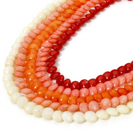 Immagine di 1 Filo Corallo ( Naturale/Tintura ) Perline per la Creazione di Gioielli con Ciondoli Fai-da-te Tondo Come 7mm Dia., Foro: Circa 0.5mm