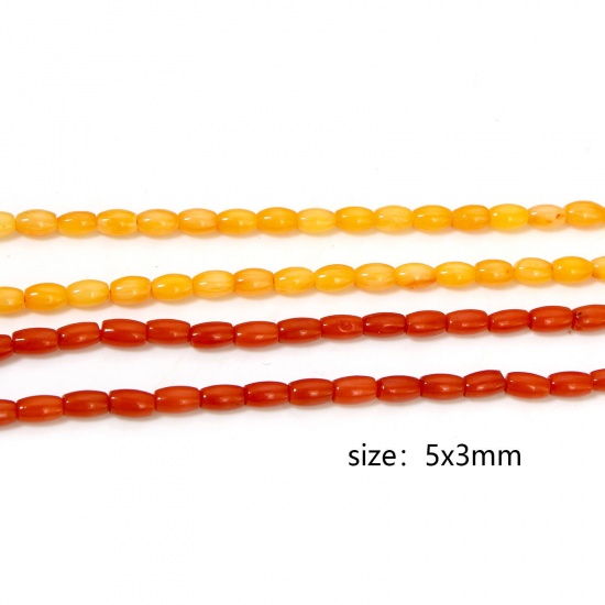 Picture of Coral ( Natural Dyed ) Beads For DIY Charm Jewelry Making Barrel About 5mm x 3mm, Hole: Approx 0.5mm