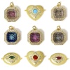 Bild von 1 Stück Umweltfreundlich Messing Geometrisch Charms 18K Echtgold plattiert Micro Pave Klar Zirkonia 22mm x 17mm