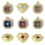 Picture of Eco-friendly Brass Geometric Charms 18K Real Gold Plated Micro Pave Clear Cubic Zirconia 22mm x 17mm