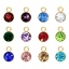 Picture of 304 Stainless Steel Birthstone Charms Gold Plated Round 9mm x 6mm