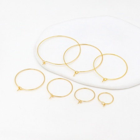 Eco-friendly Brass Simple Hoop Earrings For DIY Jewelry Making Accessories Real Gold Plated Circle Ring