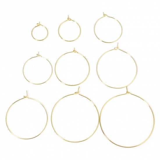 Изображение Eco-friendly Vacuum Plating Brass Simple Hoop Earrings For DIY Jewelry Making Accessories 18K Gold Color Circle Ring