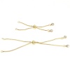Picture of 1 Piece Eco-friendly Vacuum Plating Brass Simple Box Chain Semi-finished Adjustable Slider/ Slide Bolo Bracelets Base For DIY Handmade Jewelry Making Real Gold Plated Clear Rhinestone