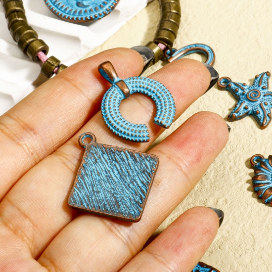 Bild von 20 PCs Zinc Based Alloy Ocean Jewelry Charms Antique Copper Blue Patina