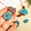 Bild von 10 PCs Zinc Based Alloy Connectors Charms Pendants Antique Copper Blue Patina