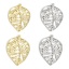 Immagine di 2 Pz Ecologico Ottone Ciondoli Foglia Vero Oro Placcato Filigrana 3.3cm x 2.3cm