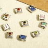 Picture of 304 Stainless Steel Italian Charm Links For DIY Bracelet Jewelry Making Silver Tone Rectangle 10mm x 9mm