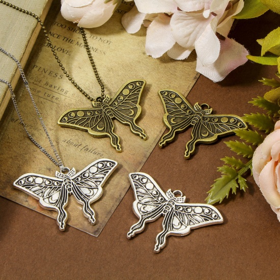 Picture of Zinc Based Alloy Insect Pendants Multicolor Butterfly Animal Moon Phases 4.6cm x 3.2cm