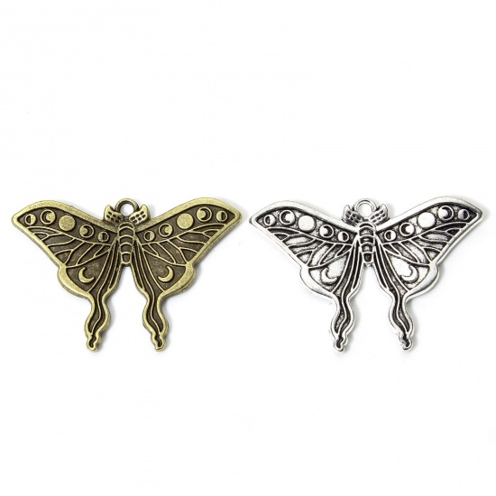 Immagine di 10 PCs Zinc Based Alloy Insect Pendants Multicolor Butterfly Animal Moon Phases 4.6cm x 3.2cm