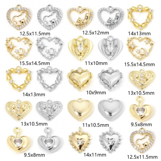 Immagine di 1 Piece Eco-friendly Brass Valentine's Day Charms Real Gold Plated Heart