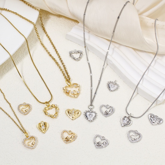Picture of 1 Piece Eco-friendly Brass Valentine's Day Charms Real Gold Plated Heart