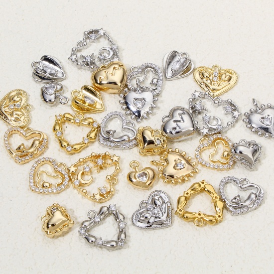 Immagine di 1 Pz Ecologico Ottone San Valentino Charms Cuore Oro riempito