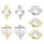 Immagine di 2 Pz Ecologico Ottone Geometrico Pendenti Charms Connettori Accessori Vero Oro Placcato Trasparente Cubic Zirconiae
