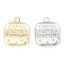 Immagine di 2 Pz Ecologico Ottone San Valentino Charms Quadrato Vero Oro Placcato Lettera Maiuscola Trasparente Cubic Zirconiae 15.5mm x 13mm