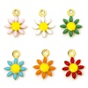 Imagen de 10 Unidades 304 Acero Inoxidable Colgantes Chapado en Oro de 18K Multicolor Flor de la margarita Esmalte de Doble Cara 10mm x 7.5mm