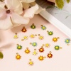 Imagen de 10 Unidades 304 Acero Inoxidable Colgantes Chapado en Oro de 18K Multicolor Flor de la margarita Esmalte de Doble Cara 10mm x 7.5mm