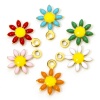 Imagen de 10 Unidades 304 Acero Inoxidable Colgantes Chapado en Oro de 18K Multicolor Flor de la margarita Esmalte de Doble Cara 10mm x 7.5mm