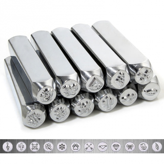 1 Piece Steel Blank Stamping Tags Punch Metal Stamping Tools Silver Tone Textured 6.4cm x 1cm の画像