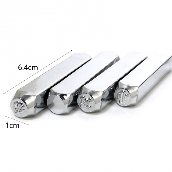 1 Piece Steel Blank Stamping Tags Punch Metal Stamping Tools Silver Tone Textured 6.4cm x 1cm の画像