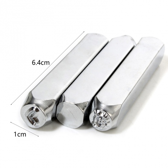 Picture of Steel Punch Metal Stamping Tools Rectangle Cuboid Silver Tone 6.4cm x 1cm