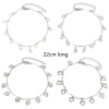 Picture of 304 Stainless Steel Handmade Link Chain Anklet Silver Tone With Lobster Claw Clasp And Extender Chain Heart 22cm(8 5/8") long