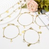 Picture of 304 Stainless Steel Link Cable Chain Anklet Gold Plated With Lobster Claw Clasp And Extender Chain Half Moon Cross