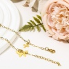 Picture of 304 Stainless Steel Link Cable Chain Anklet Gold Plated With Lobster Claw Clasp And Extender Chain Half Moon Cross