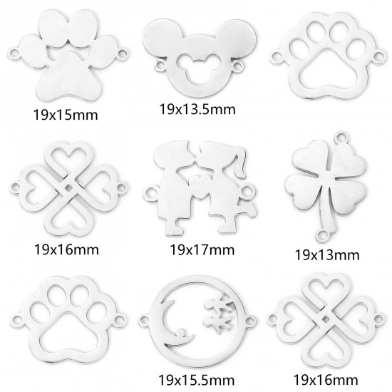 Immagine di 5 PCs 304 Stainless Steel Connectors Charms Pendants Silver Tone Hollow