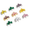 Picture of Eco-friendly Brass Charms Real Gold Plated Leaf Multicolour Cubic Zirconia 19mm x 16mm