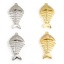 Picture of Eco-friendly Brass Ocean Jewelry Charms Real Gold Plated Fish Bone Clear Cubic Zirconia 28mm x 13mm