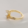 Bild von 1 Stück Umweltfreundliche Vakuumbeschichtung Süß Valentinstag 18K Echtgold plattiert Messing und Strass Uneinstellbar V-Form Herz Ring Für Frauen Jubiläum