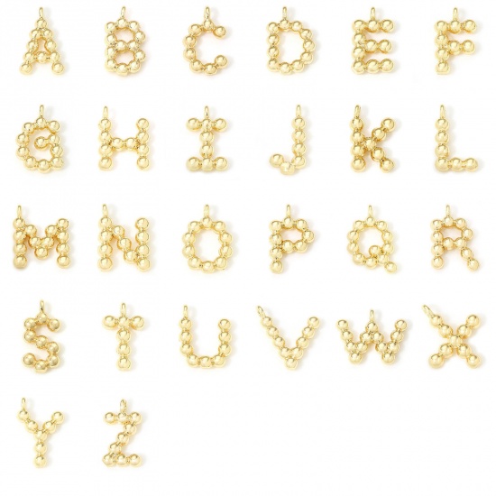 Picture of Eco-friendly Brass Charms 18K Real Gold Plated Capital Alphabet/ Letter Dot