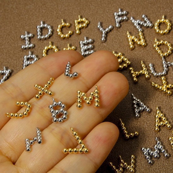 Picture of Eco-friendly Brass Charms 18K Real Gold Plated Capital Alphabet/ Letter Dot