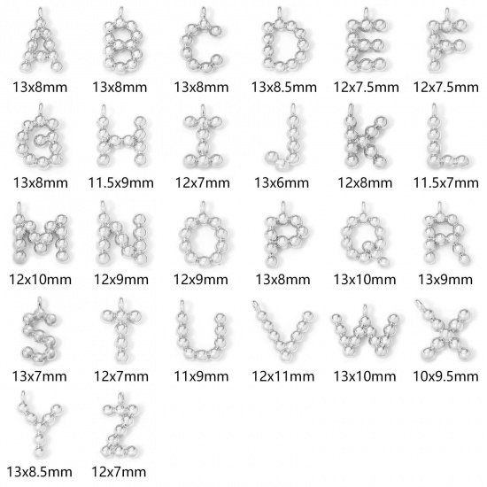 2 個 エコフレンドリー 真鍮 チャーム レター リアルプラチナメッキ 点 の画像