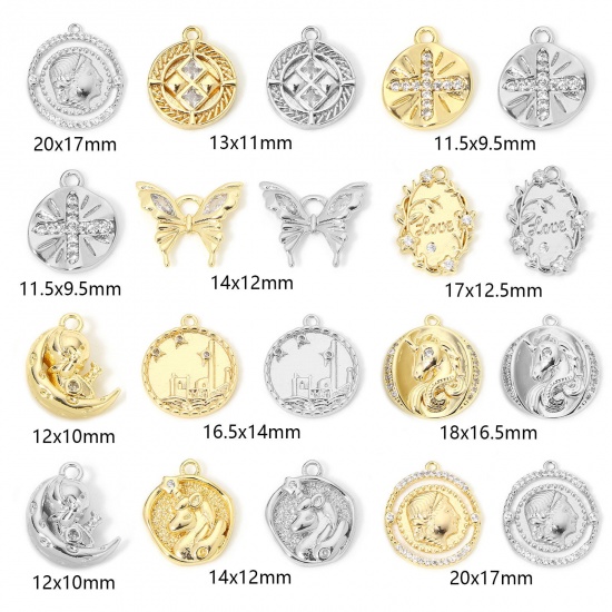 Picture of Eco-friendly Brass Charms Real Gold Plated Butterfly Animal Cross