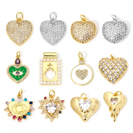1 Stück Umweltfreundlich Messing Valentinstag Charms Echtgold plattiert Herz Schmetterling
