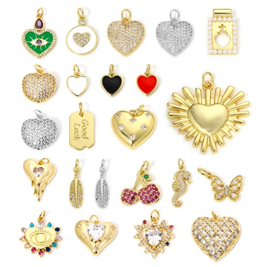 Picture of Eco-friendly Brass Valentine's Day Charms Real Gold Plated Heart Butterfly