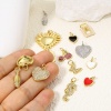 Bild von 1 Stück Umweltfreundlich Messing Valentinstag Charms Echtgold plattiert Herz Schmetterling