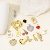 Bild von 1 Stück Umweltfreundlich Messing Valentinstag Charms Echtgold plattiert Herz Schmetterling