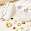 Bild von 1 Stück Umweltfreundlich Messing Valentinstag Charms Echtgold plattiert Herz Schmetterling