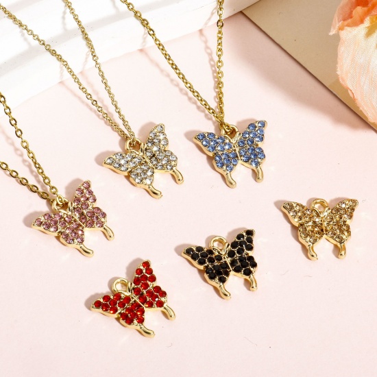 Immagine di 10 PCs Zinc Based Alloy Insect Charms Gold Plated Butterfly Animal Micro Pave 17mm x 15mm