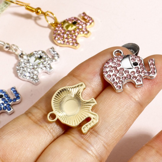 Picture of Zinc Based Alloy Charms Multicolor Elephant Animal Micro Pave 19mm x 17mm
