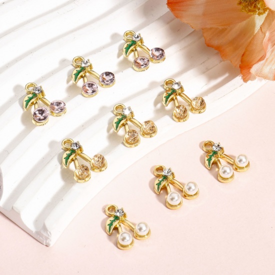 Picture of Zinc Based Alloy Charms Gold Plated Cherry Fruit 17mm x 12mm