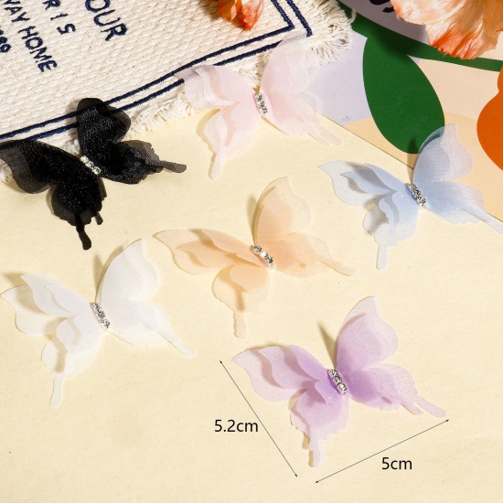 Picture of Organza Ethereal Butterfly DIY Handmade Craft Materials Accessories Multicolor 5.2cm x 5cm