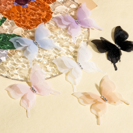 Immagine di 20 Pz Organza Eterea Farfalla Accessori per materiali artigianali fatti a mano fai-da-te Multicolore 5.2cm x 5cm