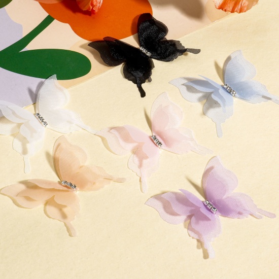 Immagine di 20 Pz Organza Eterea Farfalla Accessori per materiali artigianali fatti a mano fai-da-te Multicolore 5.2cm x 5cm