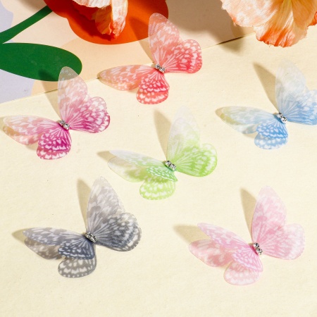 Organza Ethereal Butterfly DIY Handmade Craft Materials Accessories Multicolor Gradient Color 5cm x 3.5cm